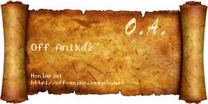 Off Anikó névjegykártya